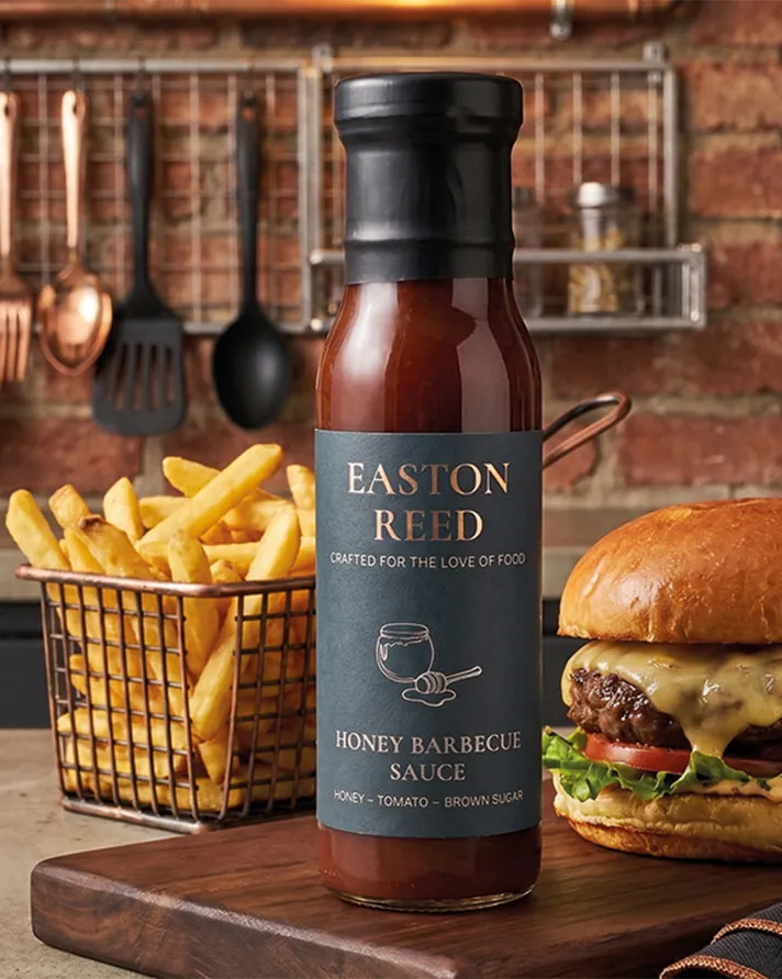 Easton Reed Honey BBQ Sauce with burgers and grilled chicken